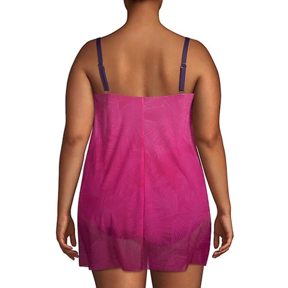 NWT Lauren Ralph Lauren Ombre Palm Pink One Piece Swimsuit - Picture 2 of 4